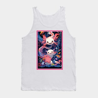 Cute Axolotl Anime Art Design | Cute Animals | Axolotl Hentaii Chibi Kawaii Design Tank Top